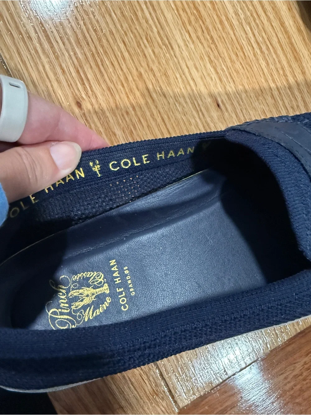 Cole Haan Navy Knit Slip-On Loafers with White Outsole
